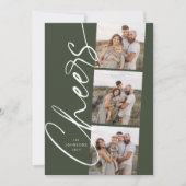 Green Cheers Modern Elegant Script Christmas シーズンカード (正面)
