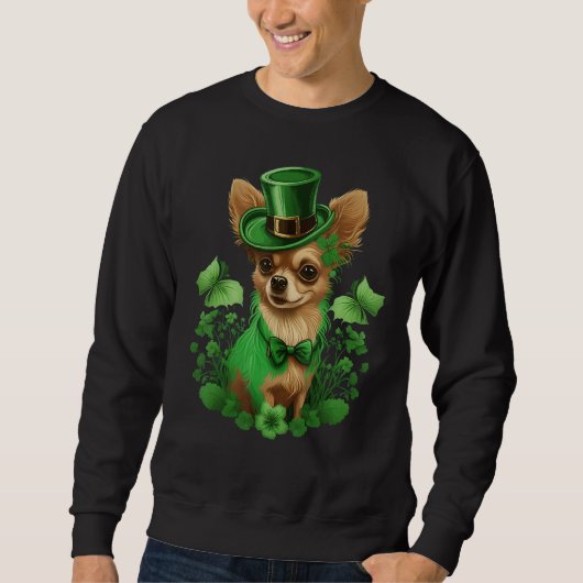 Green Chihuahua shamrock on St Patricks Day Chihua スウェットシャツ (正面)