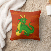 Green Chinese Dragon on Red クッション (ブランケット)