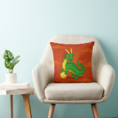 Green Chinese Dragon on Red クッション (椅子)