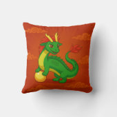 Green Chinese Dragon on Red クッション (裏面)