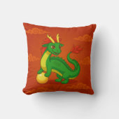 Green Chinese Dragon on Red クッション (正面)