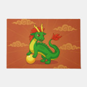 Green Chinese Dragon on Red ドアマット (正面)