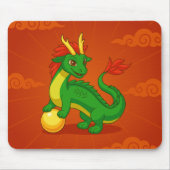 Green Chinese Dragon on Red マウスパッド (正面)