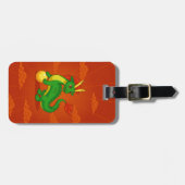 Green Chinese Dragon on Red ラゲッジタグ (正面横)