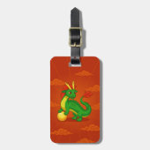 Green Chinese Dragon on Red ラゲッジタグ (正面縦)