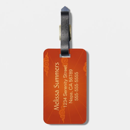 Green Chinese Dragon on Red ラゲッジタグ (裏面縦)