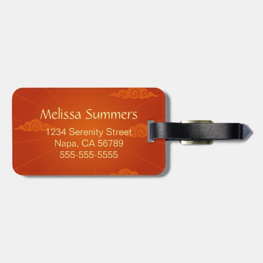 Green Chinese Dragon on Red ラゲッジタグ (裏面横)