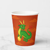 Green Chinese Dragon on Red 紙コップ (正面)