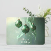 Green Christmas Ball Holiday Card シーズンカード (スタンド正面)