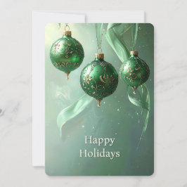 Green Christmas Ball Holiday Card シーズンカード