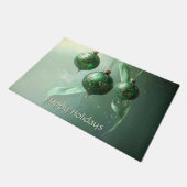Green Christmas Ball Holiday Doormat ドアマット (アングル)