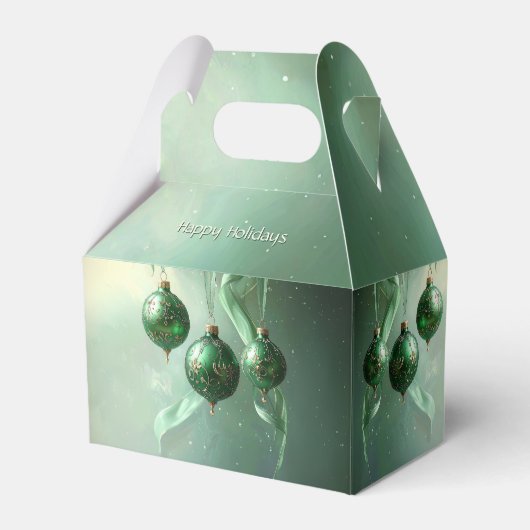Green Christmas Ball Holiday Favor Box フェイバーボックス (正面サイド)
