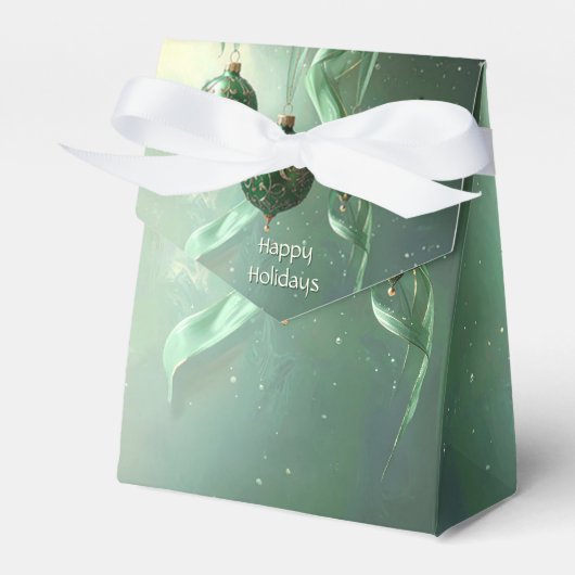 Green Christmas Ball Holiday Favor Box フェイバーボックス (正面サイド)
