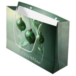 Green Christmas Ball Holiday Gift Bag ラージペーパーバッグ