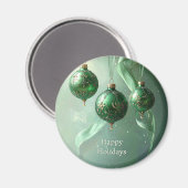 Green Christmas Ball Holiday Magnet マグネット (正面/裏面)