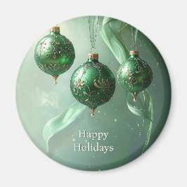 Green Christmas Ball Holiday Magnet マグネット
