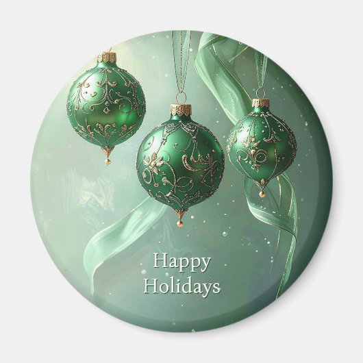 Green Christmas Ball Holiday Magnet マグネット (正面)
