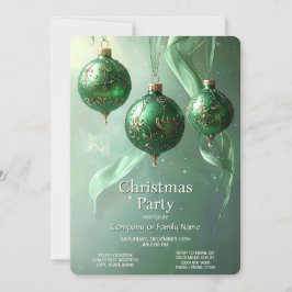 Green Christmas Ball Holiday Party Invitation 招待状