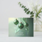 Green Christmas Ball Holiday Postcard ポストカード (スタンド正面)