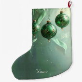 Green Christmas Ball Holiday Stocking ラージクリスマスストッキング (裏面)