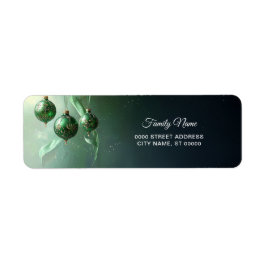 Green Christmas Ball Return Address Label ラベル