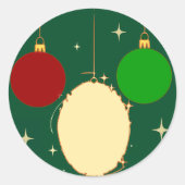 Green Christmas Bauble Sticker ラウンドシール (正面)