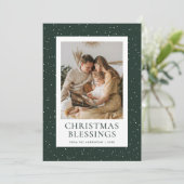 Green Christmas Blessings Snow Photo シーズンカード (スタンド正面)