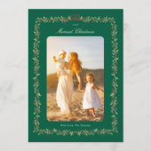 green christmas bow botanical frame photo シーズンカード (正面)