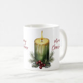 Green Christmas Candle Pine Berry Coffee Mug  コーヒーマグカップ (正面右)