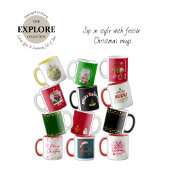 Green Christmas Cartoons Family Photos Border コーヒーマグカップ