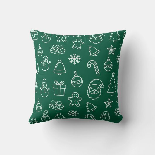 green christmas decoration pattern holiday クッション (裏面)