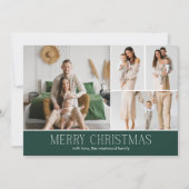 GREEN Christmas Elegant 4 Collage Photo message シーズンカード (正面)