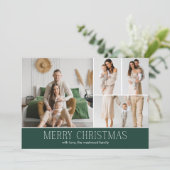 GREEN Christmas Elegant 4 Collage Photo message シーズンカード (スタンド正面)