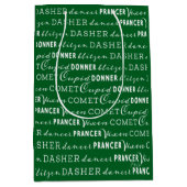 Green Christmas Gift Bag | Santa's Reindeer ミディアムペーパーバッグ (正面)