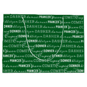 Green Christmas Gift Bag | Santa's Reindeer ラージペーパーバッグ (裏面)