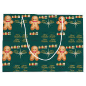 Green Christmas  happy day and Christmas stocking ラージペーパーバッグ (裏面)