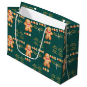 Green Christmas  happy day and Christmas stocking ラージペーパーバッグ (正面アングル)