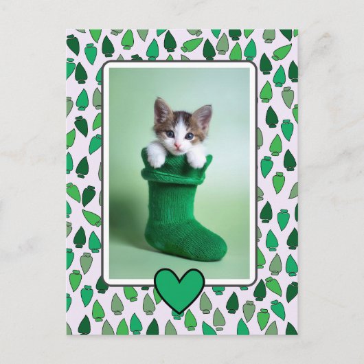 Green Christmas Lights Holiday ポストカード (正面)