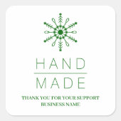 Green Christmas Modern Snowflake for Business スクエアシール (正面)