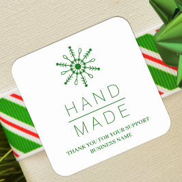 Green Christmas Modern Snowflake for Business スクエアシール