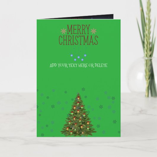Green Christmas Multi Photo New Year Card カード (正面)