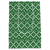 Green Christmas Pattern Design ミディアムペーパーバッグ (裏面)