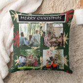 Green Christmas Patterns  4 Photo Collage クッション (ブランケット)