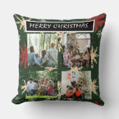 Green Christmas Patterns  4 Photo Collage クッション (正面)