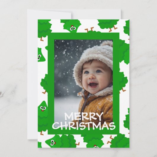 Green Christmas Photo Card with Baby Personalized シーズンカード (正面)