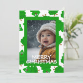 Green Christmas Photo Card with Baby Personalized シーズンカード (スタンド正面)