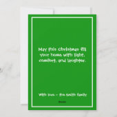 Green Christmas Photo Card with Baby Personalized シーズンカード (裏面)