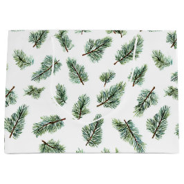 Green Christmas Pine Tree ラージペーパーバッグ