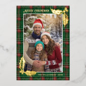Green Christmas Plaid | Merry Christmas Photocard 箔シーズンカード (正面)